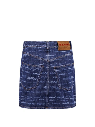 Shop Marni Mega Denim Skirt In Blue