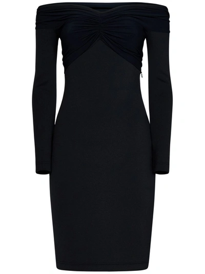 Shop Burberry Stunning Black Off-the-shoulder Dress