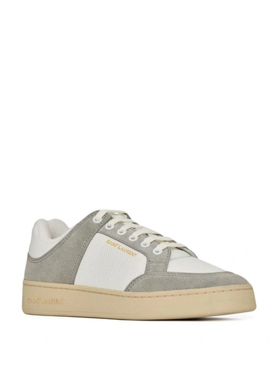 Shop Saint Laurent Paneled Sneakers In Grey