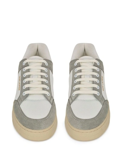 Shop Saint Laurent Paneled Sneakers In Grey