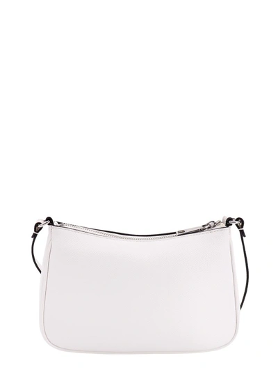 Shop Karl Lagerfeld Leather Shoulder Bag With Frontal Metal Logo In White