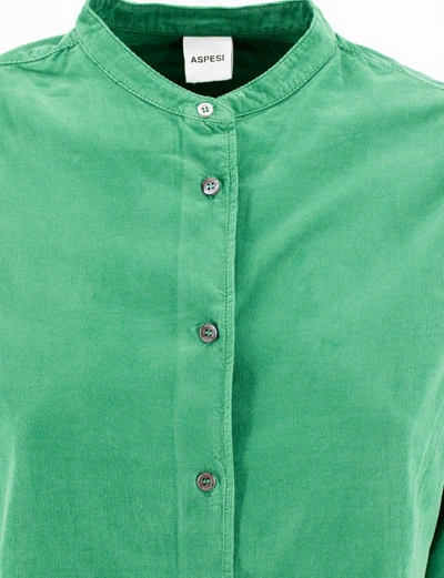 Shop Aspesi Green Cotton Blouse