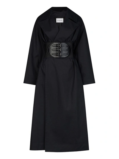 Shop Alaïa Belted Trench Coat In Black