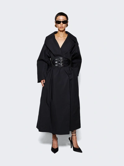 Shop Alaïa Belted Trench Coat In Black