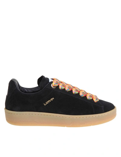 Shop Lanvin Lite Curb Sneakers In Suede Color Black
