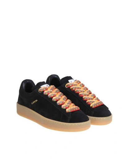 Shop Lanvin Lite Curb Sneakers In Suede Color Black