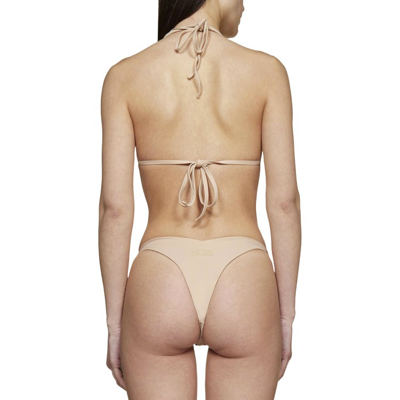 Shop Gcds Beige Bikini With Gold-tone Logo In Neutrals