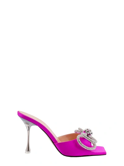 Shop Mach & Mach Satin Sandals With Rhinestones In Pink