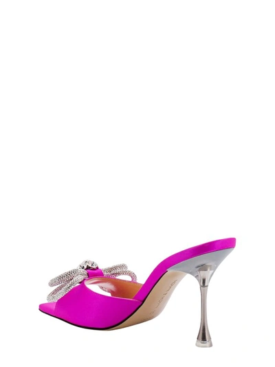 Shop Mach & Mach Satin Sandals With Rhinestones In Pink