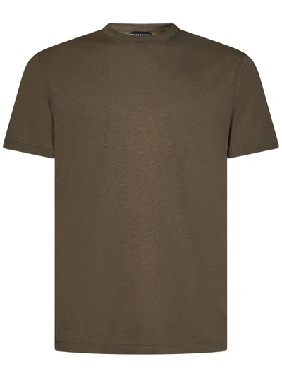 Shop Tom Ford Dark Olive T-shirts In Green