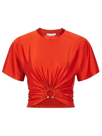 Shop Rabanne Ring Gathered Cropped Tee In Red