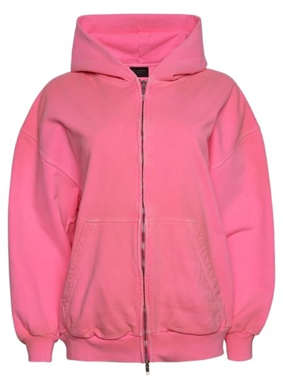 Shop Balenciaga Small Fit Zip-up Hoodie In Pink