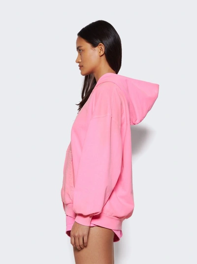 Shop Balenciaga Small Fit Zip-up Hoodie In Pink