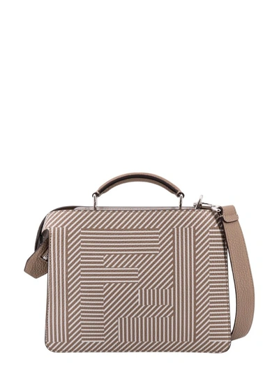 Shop Fendi Leather Handbag With Ff Print In Neutrals