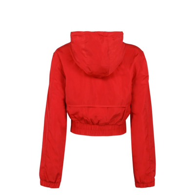 Shop Casablanca Cropped Bomber Jacket In Red