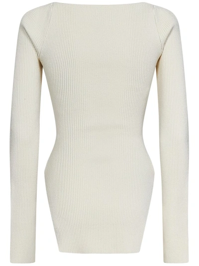 Shop Khaite Ribbed-knit Stretch Sweater In White