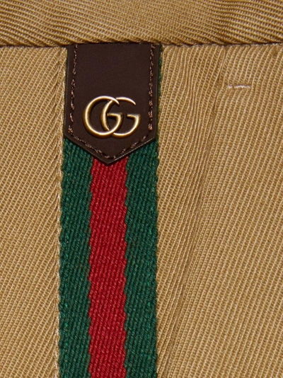 Shop Gucci Web Detail Suit Trousers In Brown