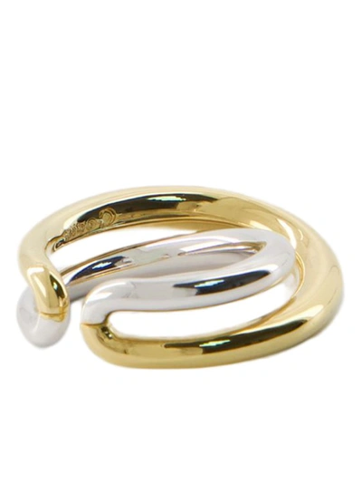 Shop Charlotte Chesnais Initial Ring - Silver/gold 18kt - Gold