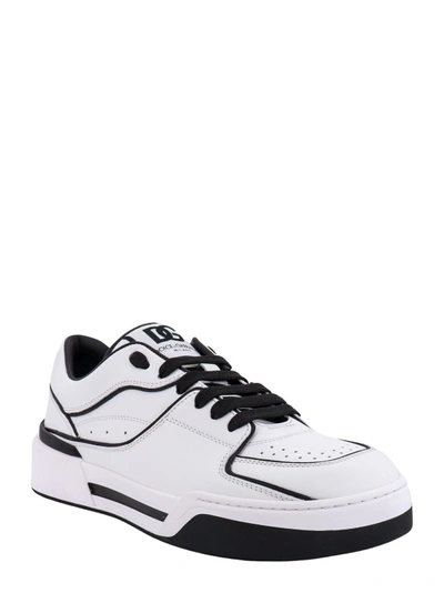 Shop Dolce & Gabbana Leather Sneakers With Contrasting Profiles In White