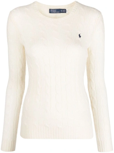 Shop Polo Ralph Lauren White Knitted Sweater
