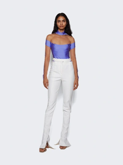 Shop Mugler Bonded Eco Stretch Trousers In White