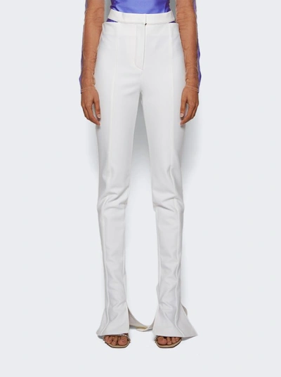 Shop Mugler Bonded Eco Stretch Trousers In White