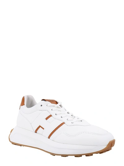 Shop Hogan Leather Sneakers With Contrasting Profiles In White