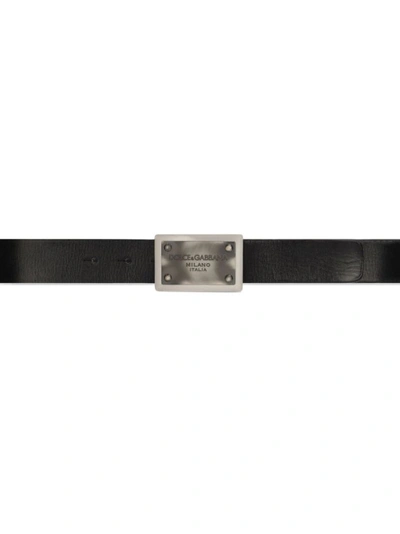Shop Dolce & Gabbana Black Vitello Leather Belt
