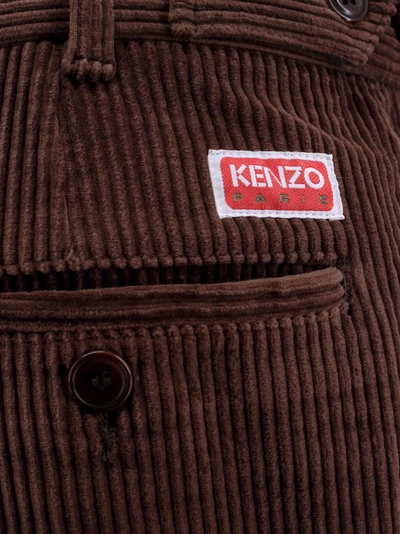 Shop Kenzo Ribbed Velvet Cargo Trouser In Brown