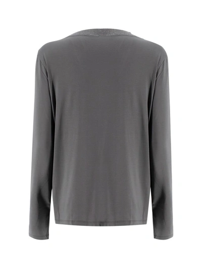 Shop Le Tricot Perugia Dark Grey Crew-neck Sweater