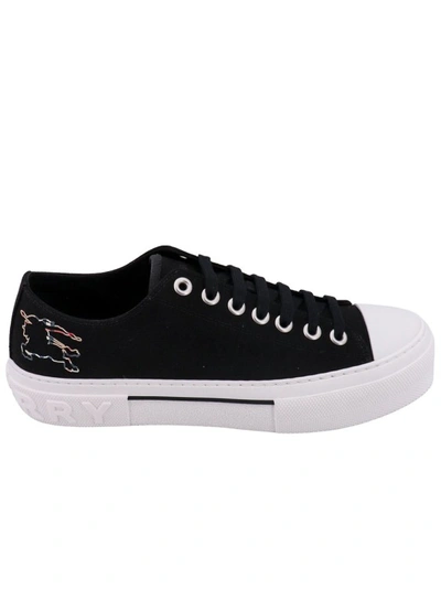 Shop Burberry Canvas Sneakers With Ekd Check Logo In Black