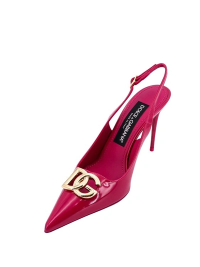 Shop Dolce & Gabbana Lollo Patent Leather Slingback In Red