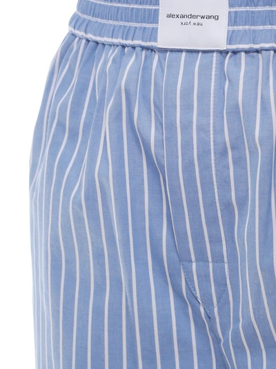 Shop Alexander Wang Cotton Shorts With Striped Motif In Blue