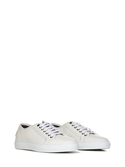Shop Brioni White Deerskin Leather Sneakers
