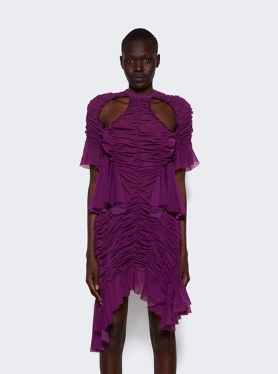 Shop Ester Manas Mini Ruched Cut Out Dress In Purple