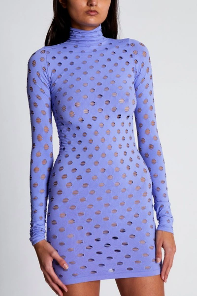 Shop Maisie Wilen Perforated Turtleneck Dress In Purple