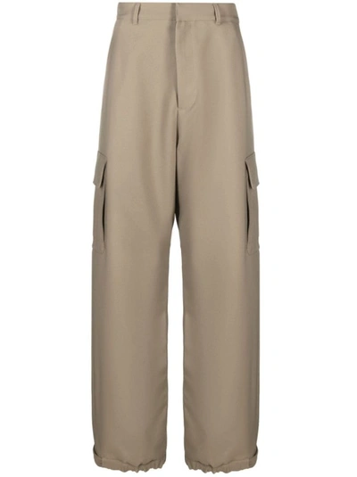 Shop Off-white Beige Belt-loop Trousers In Brown