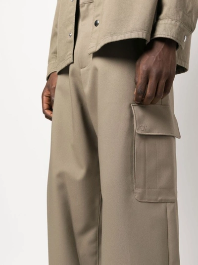Shop Off-white Beige Belt-loop Trousers In Brown