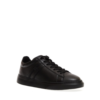 Shop Hogan Black Leather Casket Sneakers
