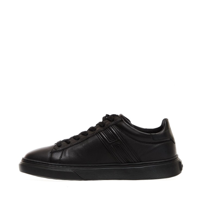 Shop Hogan Black Leather Casket Sneakers