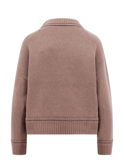 Shop Sacai Cashmere Blend Sweater With Lateral Slit In Brown