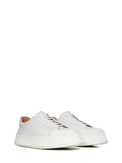 Shop Jil Sander White Leather Sneakers