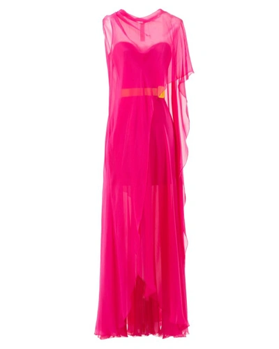 Shop Gemy Maalouf One-shoulder Mousseline Long Dress - Long Dresses In Pink