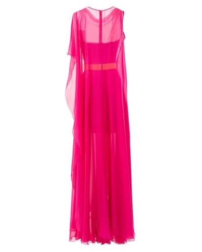 Shop Gemy Maalouf One-shoulder Mousseline Long Dress - Long Dresses In Pink