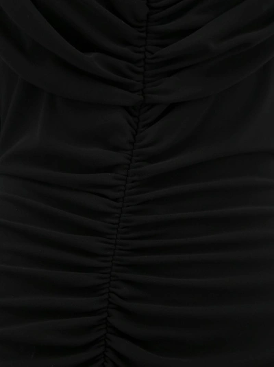 Shop Alberta Ferretti Viscose Dress With Draperies And Mesh Insert In Black