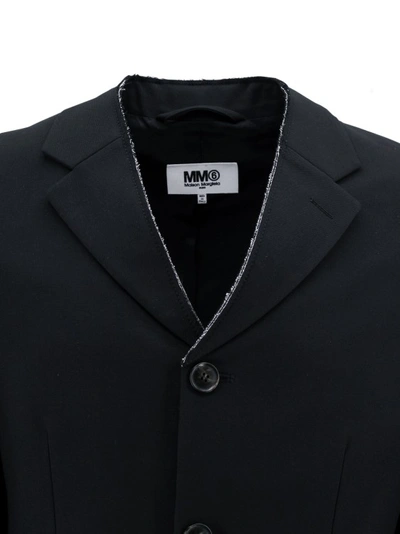 Shop Mm6 Maison Margiela Blazer With Hemless Profile In Black