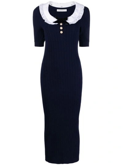 Shop Alessandra Rich Blue Cotton Short-sleeved Dress