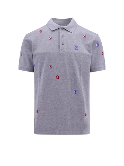 Shop Kenzo Biologic Cotton Polo Shirt With  Target Logo In Grey