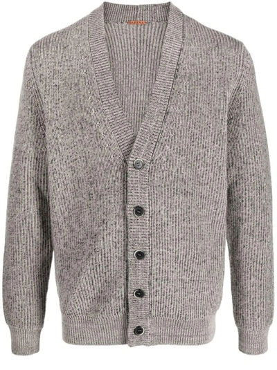 Shop Barena Venezia Grey Knit Wool Blend Cardigan