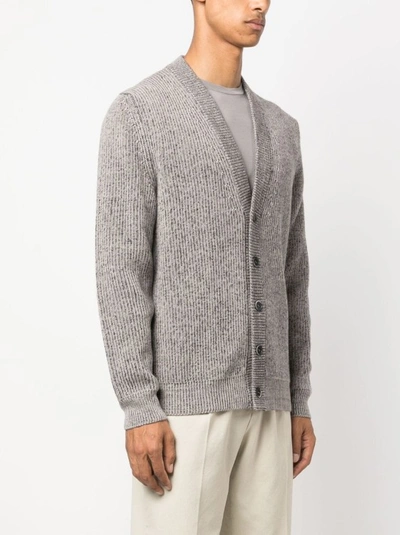 Shop Barena Venezia Grey Knit Wool Blend Cardigan